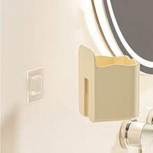 1pc Bathroom Wall Mount Makeup Brush Toothbrush Toothpaste Cosmetics Storage Rack With Wet Wipes Holder, Multi-Function Organizer - Multicolor - View 5