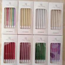 6 支/盒装生日蛋糕蜡烛派对蜡烛长杆金线铅笔蜡烛细长蜡烛烘焙蜡烛 - 彩色 - 查看 8