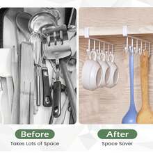 1pc/Organizador multifuncional montado na parede, suporte para canecas de armário de cozinha sem parafusos para xícaras de café e chá, cabide versátil para roupas íntimas e lenços, ganchos de armazenamento fáceis de deslizar e fixar, suporte de ferro durável para pendurar na cozinha e no guarda-roupa, economiza espaço e mantém os itens organizados - Multicolorido - Ver 9