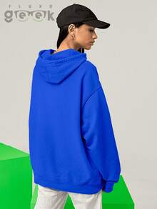 Plain Sweatshirt With No Print And Hood  2042 - 寶藍色 - 查看 7