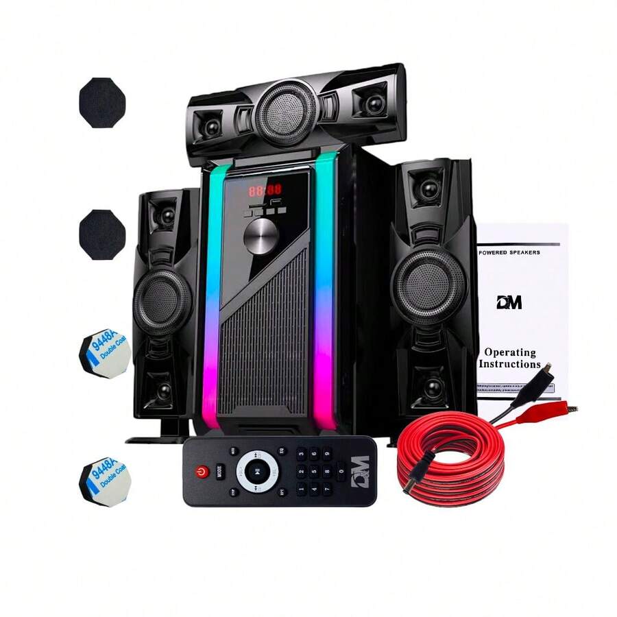 DM-3203, Bluetooth Computer Speakers With Subwoofer And Wireless Control, Immersive Sound, Premium Audio With Multiple Inputs, USB Speakers - Black Color Black Channels 3.1 Speaker Smart Home Stereo Speakers Fashion PC Stereo Speakers Bluetooth For Conference Excellent Multimedia, Music Festival