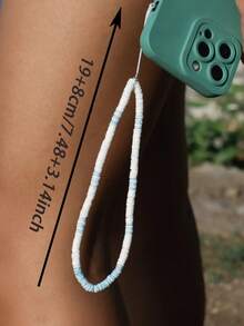 1pc Blue & White Shell Mobile Phone Lanyard, Bohemian Style Phone Accessory - Multicolor - View 6