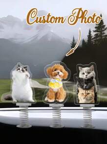 1 szt. spersonalizowana akrylowa dekoracja samochodowa dla zwierząt, wyjątkowa, spersonalizowana, kreatywna dekoracja wiosenna, akrylowa figurka z kiwającą głową, uroczy prezent DIY ze zdjęciem dla chłopaka/dziewczyny, męża/żony, taty/mamy, prezent dla zwierzaka, prezent świąteczny, prezent noworoczny, walentynki, urodziny, rocznica, dzień ojca, dzień matki, prezent dla pary, wyjątkowy prezent dla niej/niego, nadruk graficzny