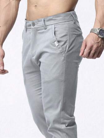 Simple Casual Slant Pocket Pants For Men, Fall