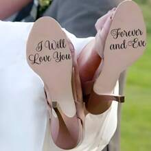 BRUP 1/2pcs Removable Art Lettering"I Do/Me Too " Wedding Shoe Decals Waterproof For Groom And Bride Wedding Shoe Decoration, Mirror Decor, Wedding Decor,Home Decoration