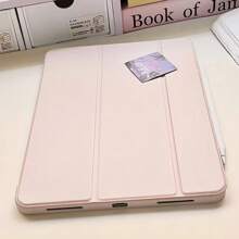 1 件优雅纯粉色亚克力透明水晶后盖保护套，防震，支持睡眠/唤醒，兼容 iPad 等平板电脑