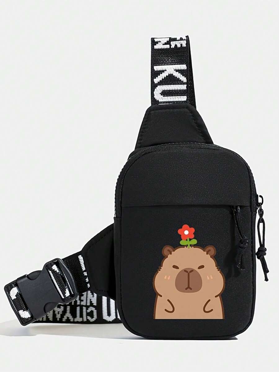 Women's Crossbody Bag New Super Cute Capybara Printed Chest Waist Bag Oxford Small Bag Multifunctional Portable Mobile Phone Bag Convenient Commuting Bag New Life Items For Students Men Essentials Side Bag - View 1
