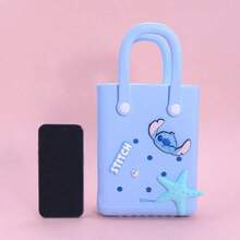 Miniso Disney Stitch Series Super Cute Large Capacity Mini Hole-Design Handbag, Cute And Stylish (1PC) - Blue - View 4