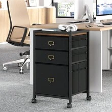 Filing Cabinet With 3 Drawers, Rolling Filing Cabinet Fits Letter Or A4 Paper. Vertical Filing Cabinet On Wheels, Vertical Office Filing Cabinet, Small Storage Cabinet Under The Desk For The Home Office. - màu đen - Xem 10