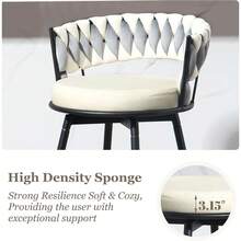 Dyhome 3Pcs  24'' Modern Swivel Bar Stools, 24 Inches Counter Height Bar Stools With Woven Back, Comfy Upholstered Suede Tall Barstools For Kitchen Island, Cafe - White - View 6