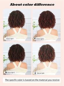 Fluffy Small Curly Wig Gradient Brown Wig 12-Inch Short Curly Wig Synthetic Heat Resistant Fiber Wig Ladies Wig Perfect For Holiday Travel Family Gatherings Everyday Wear Use - 漸層棕色 - 查看 9