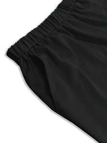 Plus Size 2 Pieces Set With Collar, Pocket Casual Loose Blouse + Long Loose Pants - Black - View 4