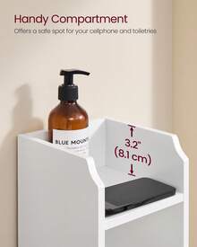 VASAGLE Small Bathroom Storage Corner Floor Cabinet With Door, 7.9 X 7.1 X 31.5 Inches, Bathroom Organizer, Narrow Toilet Paper Storage Cabinet, Adjustable Shelves - 白色 - 查看 6