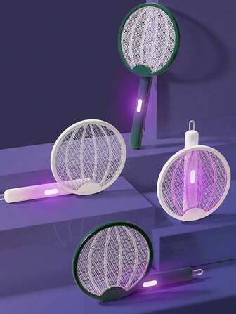 可充电电动灭蚊拍 4 合 1 带 LED 灯、强力锂电池苍蝇拍、灭蚊灯