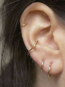 Cartilage Hoop Earrings Nose Rings Unisex Dainty Tiny 18k Plating Cartilage Huggie Hoop Earrings, 16G 18G Surgical Steel Small Endless Hinged Hoops Earring For Earlobe Cartilage Helix Rook Daith Conch Nose Lip Body Piercing Jewelry - Seamless Hoop Earring Set - View 9