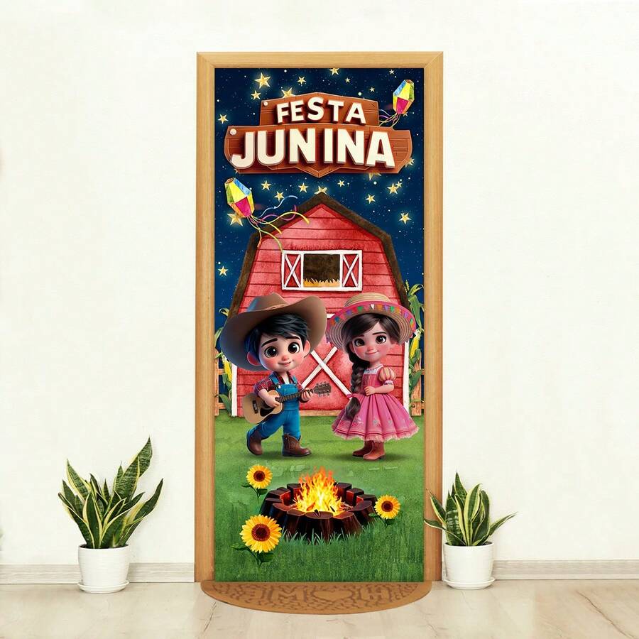 Felicita Decorative Door Cover 3D Sublimated Fabric Party 0.85x2.10 Junino - CP-340 - 查看 1