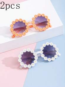 6/3/2/1 Pair Daisy Shaped Fashion Decorative Glasses For Teenagers, High Quality Regular Glasses, Suitable For Parties, Cute Daisy Petal Glasses, Street Style Decorative Glasses (Paper Glasses Case Included) - 彩色 - 查看 7