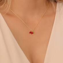 1 pieza Nuevo collar de moda con colgante de cereza roja con múltiples estilos de cadena dorada de acero inoxidable para mujeres