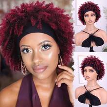 Short Afro Kinky Curly Wigs For Black Women With Headbands Attached Synthetic Replacement Wig Hair Afro Kinky Wig Headbands For Women - Multicolor - View 12