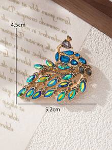 1pc New Fashion Simple Elegant Rhinestone Peacock Brooch - Multicolor - View 6