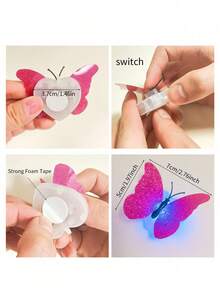 1/5/12/20/25pcs Multicolor LED 3D Butterfly Decoration Night Light, Wall Decor Light, Suitable For Garden, Backyard, Lawn, Party, Holiday, Home Decor, Patio Decor, Random Color - Gold Butterfly - View 12