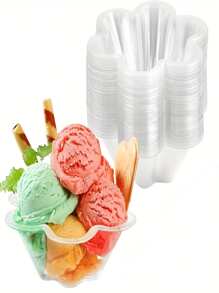 10/30/50pcs Clear Plastic Ice Cream Cups - Disposable, Rust-Proof Bowls For Sundaes, Yogurt Parfaits, Appetizers, Fruit & - Perfect For Parties & Dessert Serving, Ice Cream Bowls