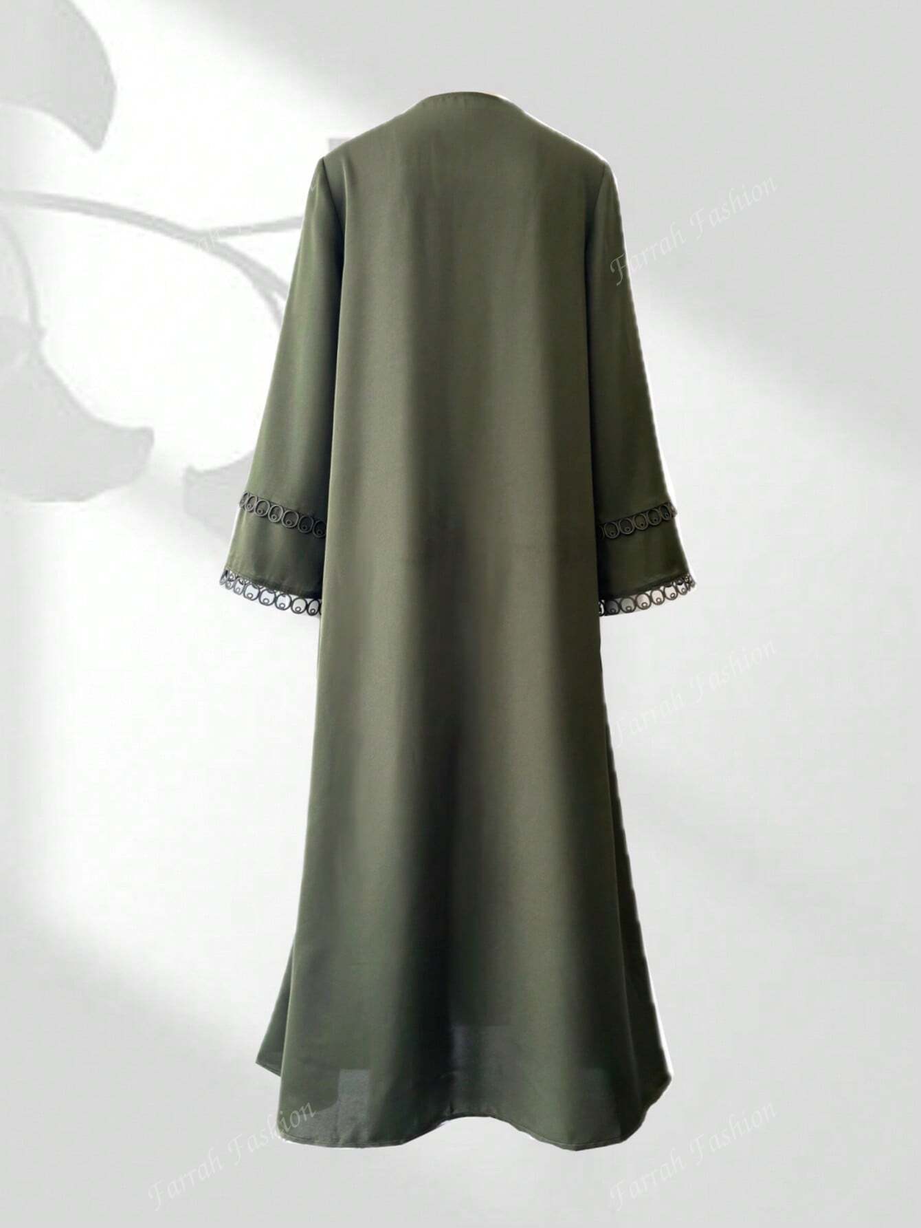 مجموعة عباية مفتوحة مع تطريز من الدانتيل ووشاح شيف...