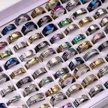 10pcs/Pack Luminous Stainless Steel Couple Rings, Punk Hip Hop Style Assorted Set, Rings Jewelry Accessories For Party & Daily, Random Delivery In OPP Bag - Silver - View 2