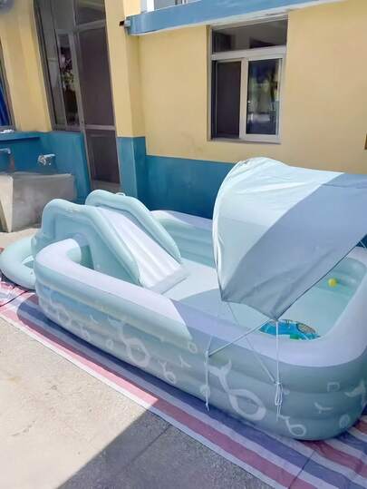 1 PC,Shaded Summer Pool. Outdoor Inflatable Pool. In-Ground Pool For Pet And Adults, Family Recreation Pool. Ocean Ball Park, Small Party Pool. Suitable For Living Room, Rooftop, Patio, Camping.