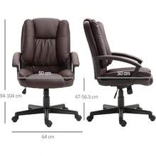 Office Chair, Computer Desk Chair, Mid Back Executive Chair With Adjustable Height And Swivel Rolling Wheels For Home Study, Brown - Brown - View 3
