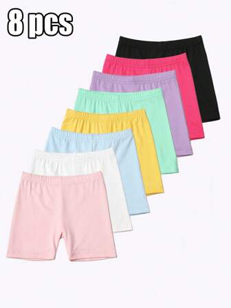 8 Stücke Klassische vielseitige Kinder Sommer Shorts aus atmungsaktiver Milchseide in bunten Farben