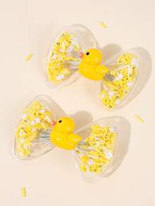 2个鸭子蝴蝶结发夹，黄色鳄鱼夹蝴蝶结发饰，可爱发饰，适合儿童、幼儿、春夏旅行、派对礼物。关注本店，获取最新款式，下次购物可享8折优惠。DZBB - 黃色 - 查看 5