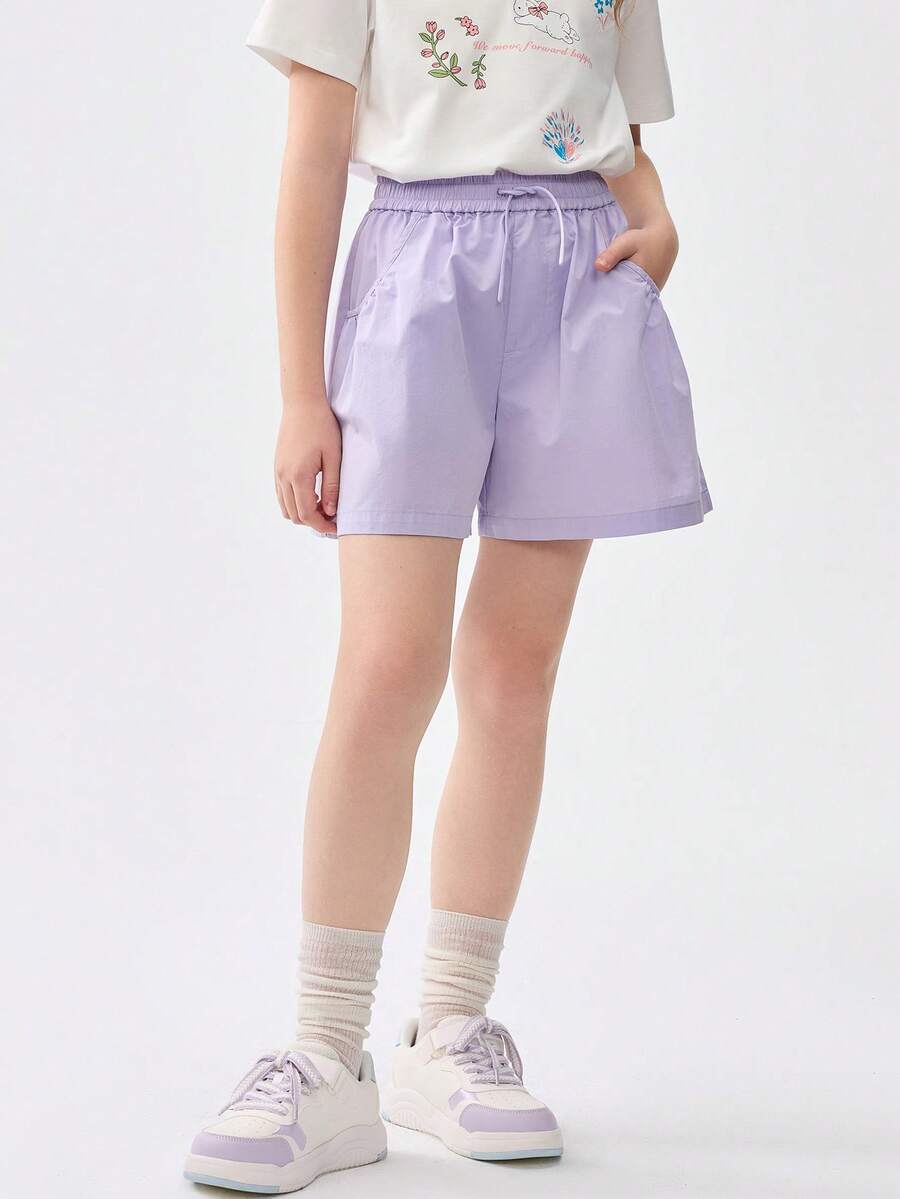 Balabala Girls' Cooling Shorts, Lightweight & Breathable Summer Bottoms - Pink Purple - View 1