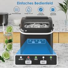 12 Kg 24H Ice Cube Machine, 9 Ice Cubes In 6 Minutes, 2 Sizes Of Bullet Ice, Self-Cleaning Ice Cube Maker With Scoop And Basket - EU F Type Plug(220-240V) - View 3