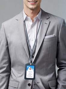 Neck Hanging Zipper Card Organizer PU Leather Portable Lightweight Card Holder Card Wallet For Teacher Student Work Stuff(Excluding Cards) Gifts For Teachers ID Card Holder Photo Card Holder For Women Wallet Mini Wallet Purse Wallet