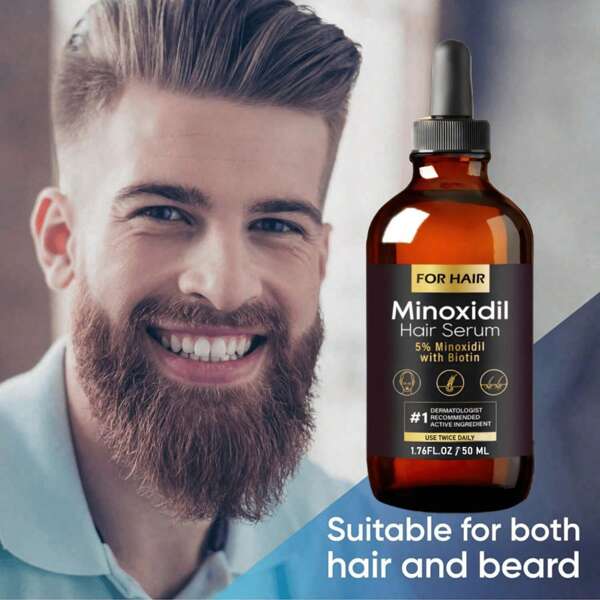 5% Minoxidil & Biotin Hair Serum 50ml For Men & Women - Hair With Moisturizes Scalp And Hair