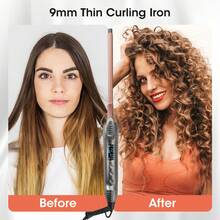 9mm Small Tourmaline Ceramic Barrel Hair Curler - Adjustable Temperature, Flash Heat, LED Display For Short & Long Hair - Multicolor - View 3