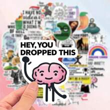 50pcs Snarky MEME Cartoon Graffiti Stickers, Waterproof For Water Bottle, Computer, Luggage, Halloween, Easter, Funny Phrases