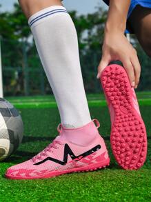1 Paio Di Scarpe Da Calcio Per Uomo/Donna/Giovane, Stivali Alti Per Sport All'aperto, Scarpe Da Calcio Resistenti E Antiscivolo, Adatte Per Erba Artificiale, Sabbia, Prato, Campi Interni, Stringate, Scarpe Da Allenamento Leggere E Ad Alta Prestazione Con Design Grip