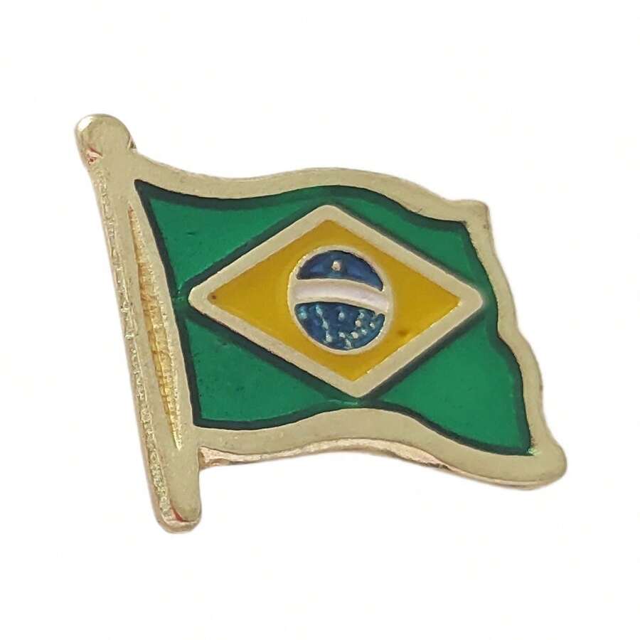 Brazilian Flag Pin Brooch - 彩色 - 查看 1