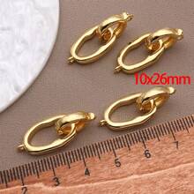 1/3/5 piezas Conector redondo y ovalado enchapado en oro 18K real, hebillas de cierre de resorte para collares, cierres y anillos de resorte de latón O para hacer joyería DIY, pulseras y collares