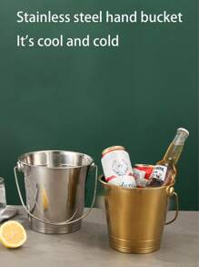 Stainless Steel Internet Celebrity Thickened Ice Bucket KTV Bar Champagne Commercial Portable Bucket Hotel Home Snack Beer Ice Bucket