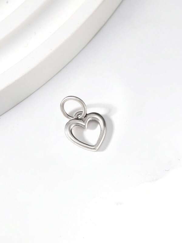 1 pieza Encanto de corazón abierto de alambre único simple de plata de ley 925 DIY Regalo de joyería fina para mujeres