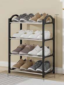 4-Tier Black & White Shoe Rack, Simple Home/Dorm Use Storage Organizer, High Capacity Multi-Layer Assembled Creative Shoe Shelf - Multicolor - View 13