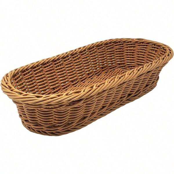 Wicker Bread Basket  Woven Polypropylene Basket – For Food Display And Serving –   Organizer Basket