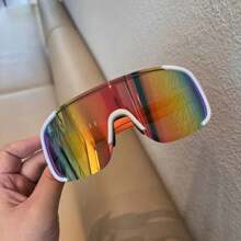 1PC Personalized Customization Fashion Kids' Sports Glasses, Oval Shape, White Color, PC Polycarbonate Frame And Lens, For Boys, Girls, Daily Decoration And Sports Play Back To School