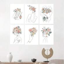 1/6PCS Optional Frame Posters Wall Arts Modern Abstract Minimalist Wall Art Posters Living Room Decor ,Wall Art With Frame