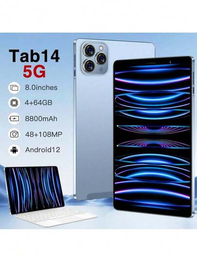 " 8-Inch Android 12 TAB 14 Tablet With ARM Cortex A7 1.7MHz, 4GB RAM, 64GB ROM,CPU MTK6582 ,Stunning 1280*800 Resolution - Choose Black, Purple, Or Blue!"