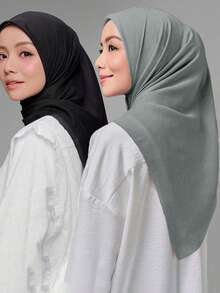 2PCS Women Solid Color Square Scarf, Fashion Solid Color Head Scarf, Neckwrap For Dress - 2PCS Solid Color - View 16