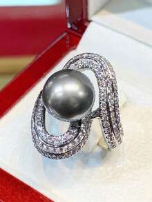 1 PC Romantic Cubic Zirconia & Faux Pearl Ring For Women For Mother's Day Gift Party Jewelry - 1# - View 7